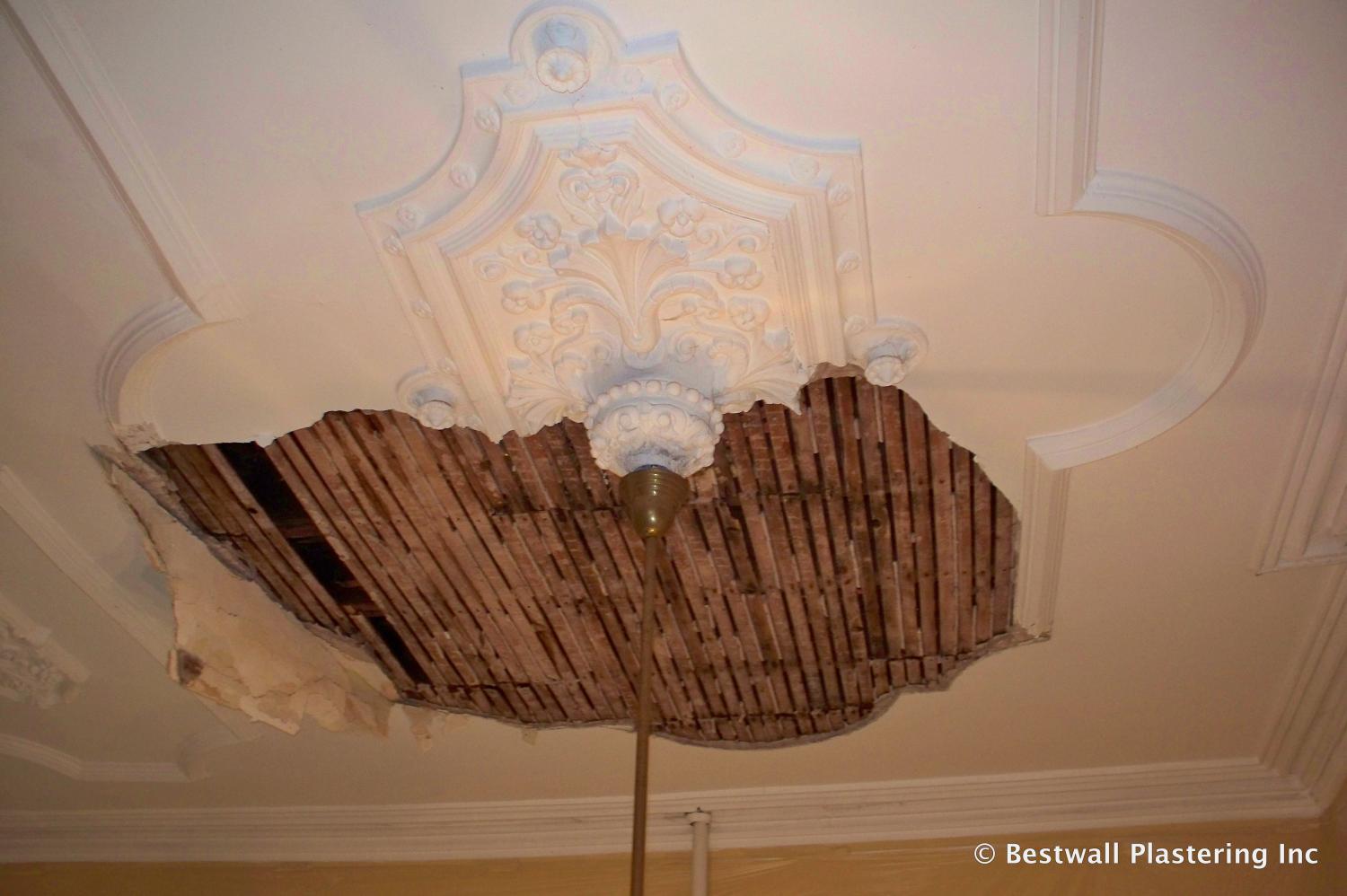 Ornate plaster ceiling collapse